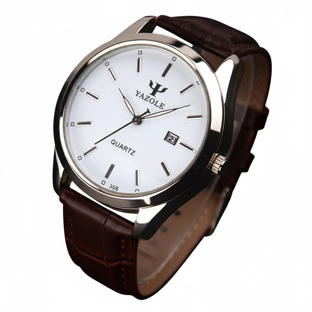 Top Brand YAZOLE Watch Men Watch Auto Date Luxury Men'S Watch Men Leather Strap Business Watches Male Clock Reloj Hombre