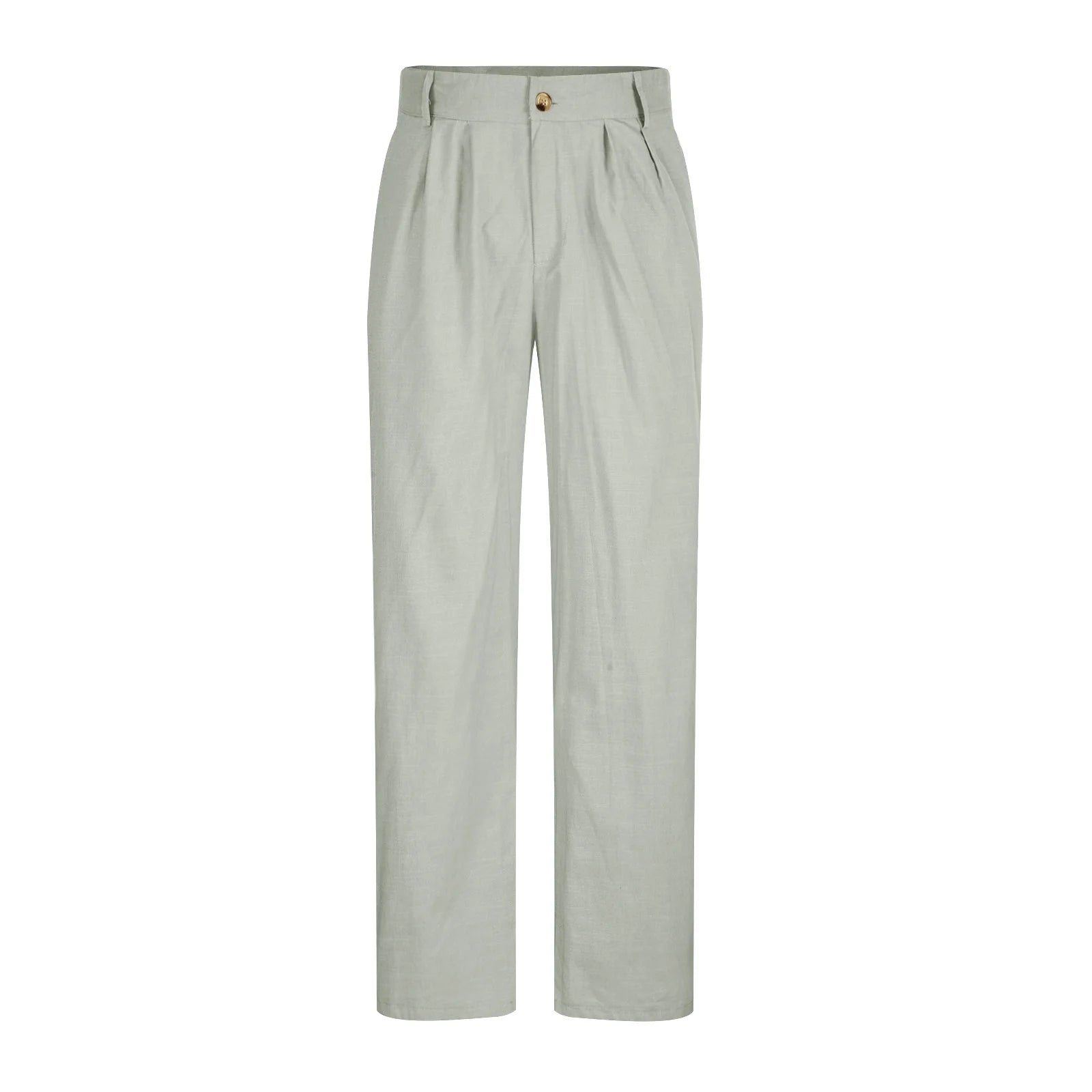Cotton Linen Pants for Men Pleated Front Trouser Straight Leg Suit Trousers Solid Color Office Trouser Lightweight Linen Pant
