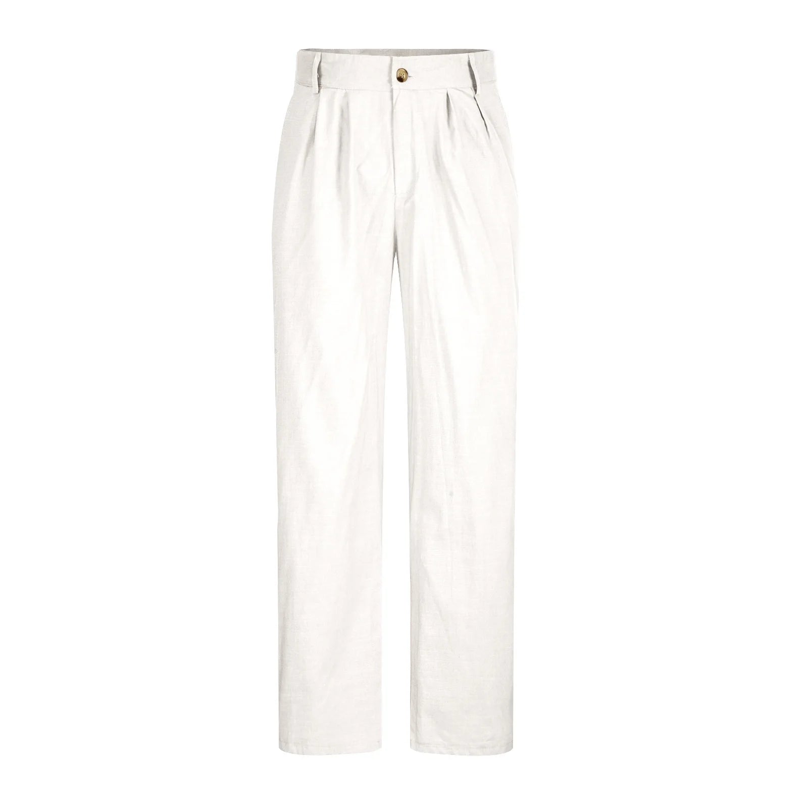 Cotton Linen Pants for Men Pleated Front Trouser Straight Leg Suit Trousers Solid Color Office Trouser Lightweight Linen Pant
