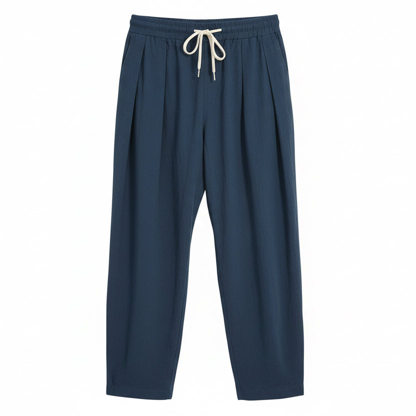 Men'S Cotton Linen Harem Pants Drawstring Casual Cropped Trousers Lightweight Loose Beach Yoga Pants with Pockets