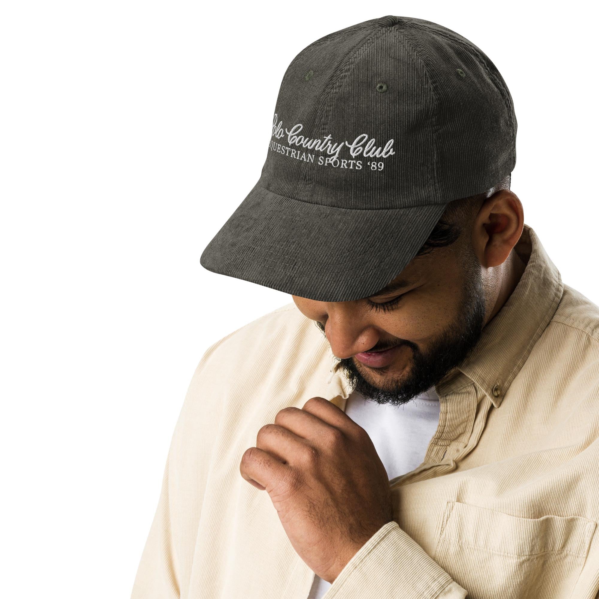 Polo Country Club Embroidered Vintage Corduroy Cap, Old Money Aesthetic, Polocore Girl Baseball Mom Soccer Rugby English Riding Equine Gift