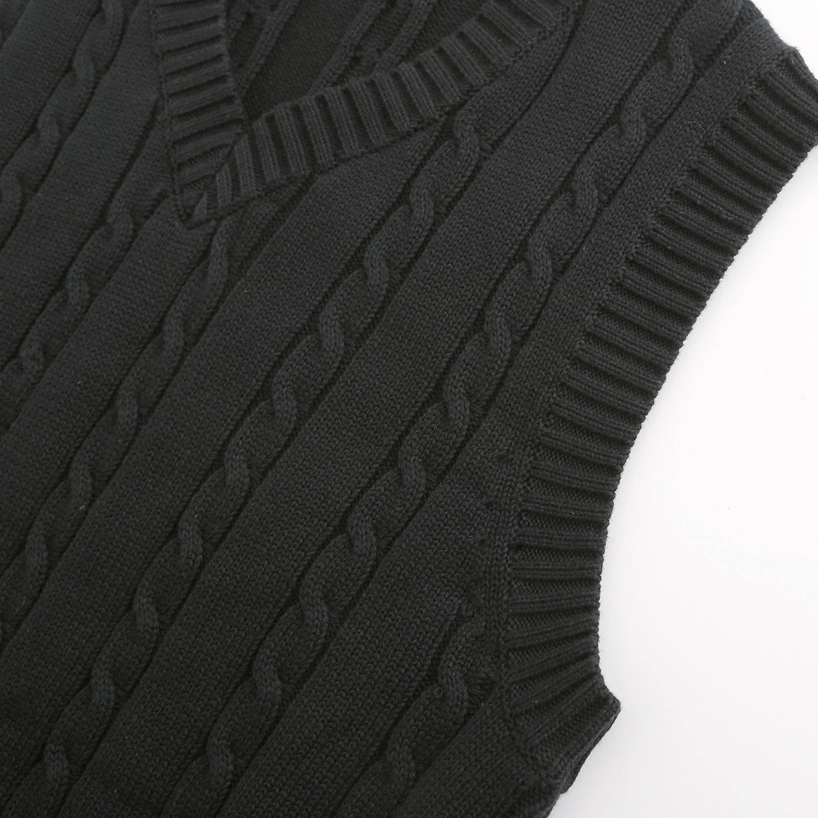 Men'S Cable Knit V Neck Relax Fit Sleeveless Knitwear Pullover Sweater Vest