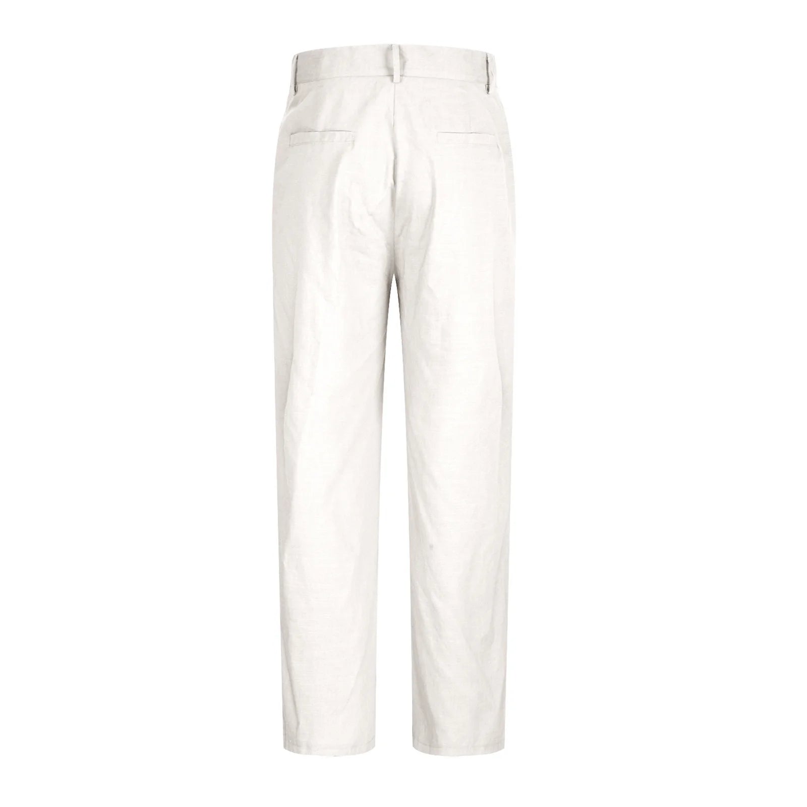 Cotton Linen Pants for Men Pleated Front Trouser Straight Leg Suit Trousers Solid Color Office Trouser Lightweight Linen Pant