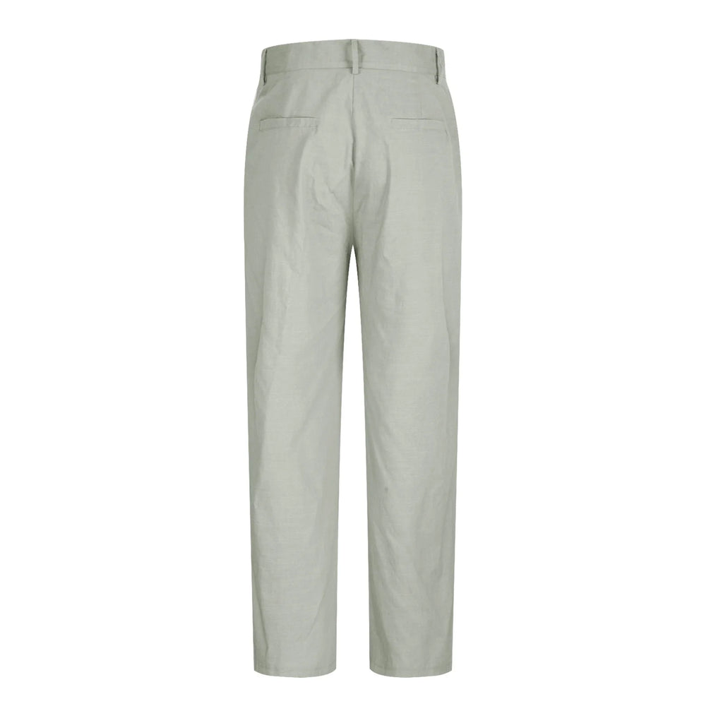 Cotton Linen Pants for Men Pleated Front Trouser Straight Leg Suit Trousers Solid Color Office Trouser Lightweight Linen Pant