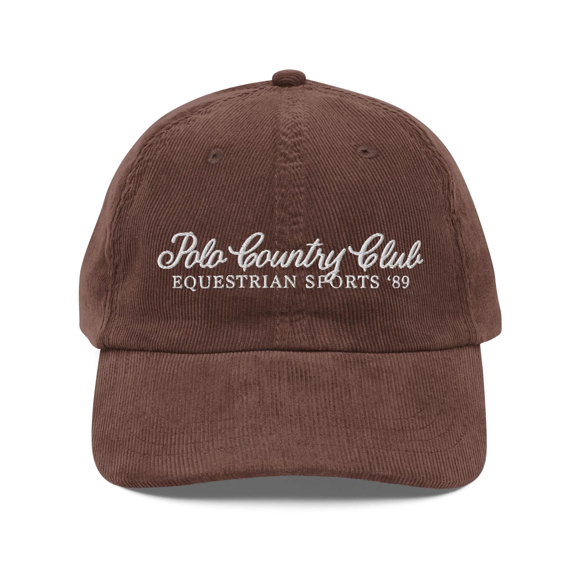 Polo Country Club Embroidered Vintage Corduroy Cap, Old Money Aesthetic, Polocore Girl Baseball Mom Soccer Rugby English Riding Equine Gift