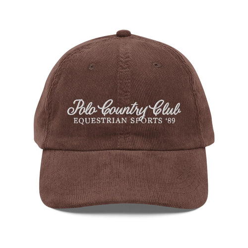 Polo Country Club Embroidered Vintage Corduroy Cap, Old Money Aesthetic, Polocore Girl Baseball Mom Soccer Rugby English Riding Equine Gift