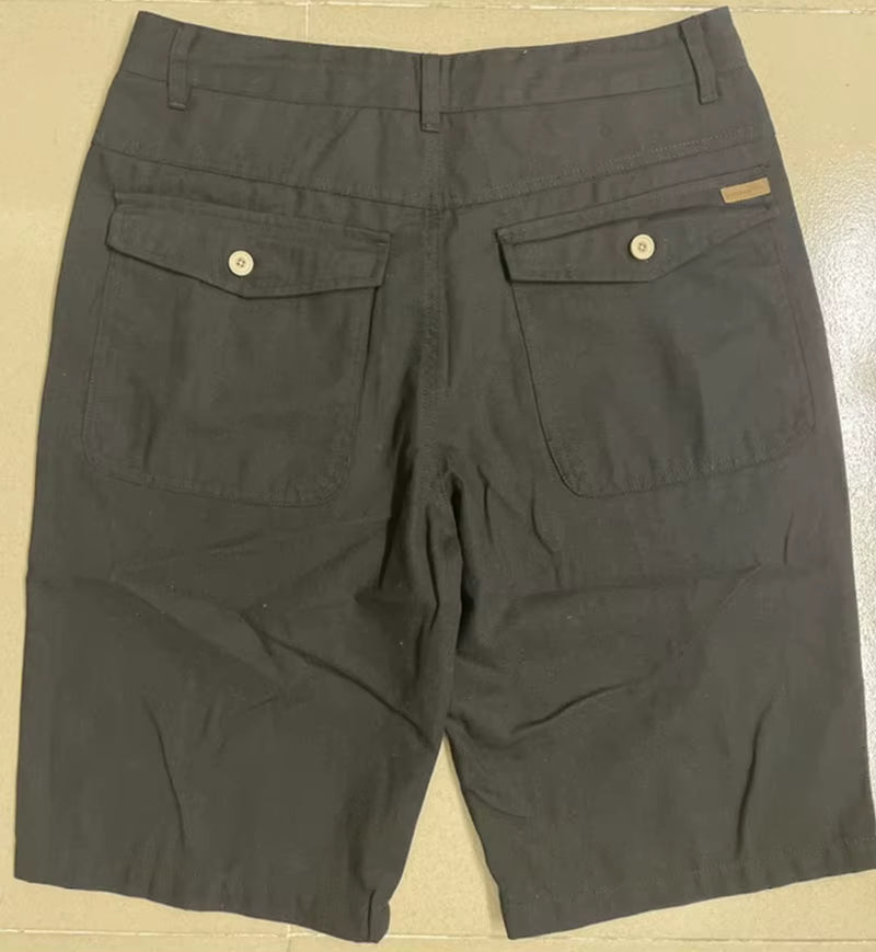 Designer New Linen Shorts Men Casual Beach Short Men Brand Wild Leisure Solid Cargo Shorts for Men Bermuda Masculina Bermudas