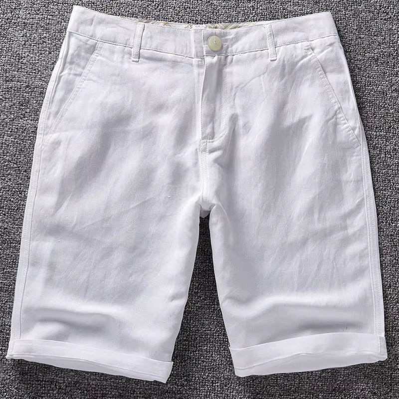 Designer New Linen Shorts Men Casual Beach Short Men Brand Wild Leisure Solid Cargo Shorts for Men Bermuda Masculina Bermudas