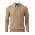 Polo Shirts for Men Casual Long Sleeve Mens Shirts Zipper Ribbed Knit Shirt