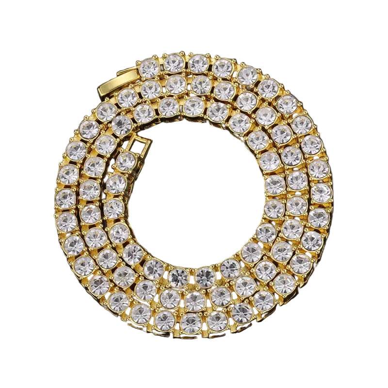 Hop Iced Out Tennis Chain Necklace 3MM 4MM 5MM Mens Necklaces 1 Row Rhinestone Choker Bling Crystal for Men Jewelry
