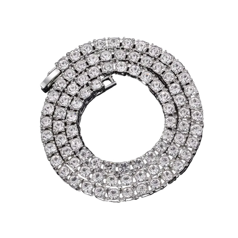 Hop Iced Out Tennis Chain Necklace 3MM 4MM 5MM Mens Necklaces 1 Row Rhinestone Choker Bling Crystal for Men Jewelry