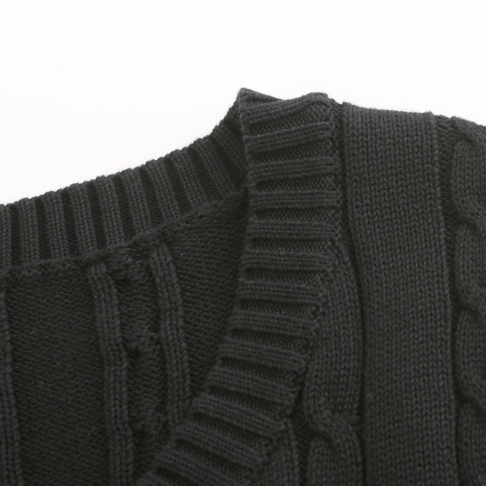 Men'S Cable Knit V Neck Relax Fit Sleeveless Knitwear Pullover Sweater Vest