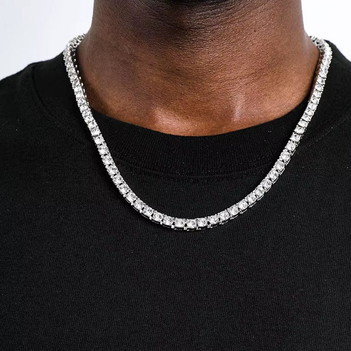 Hop Iced Out Tennis Chain Necklace 3MM 4MM 5MM Mens Necklaces 1 Row Rhinestone Choker Bling Crystal for Men Jewelry