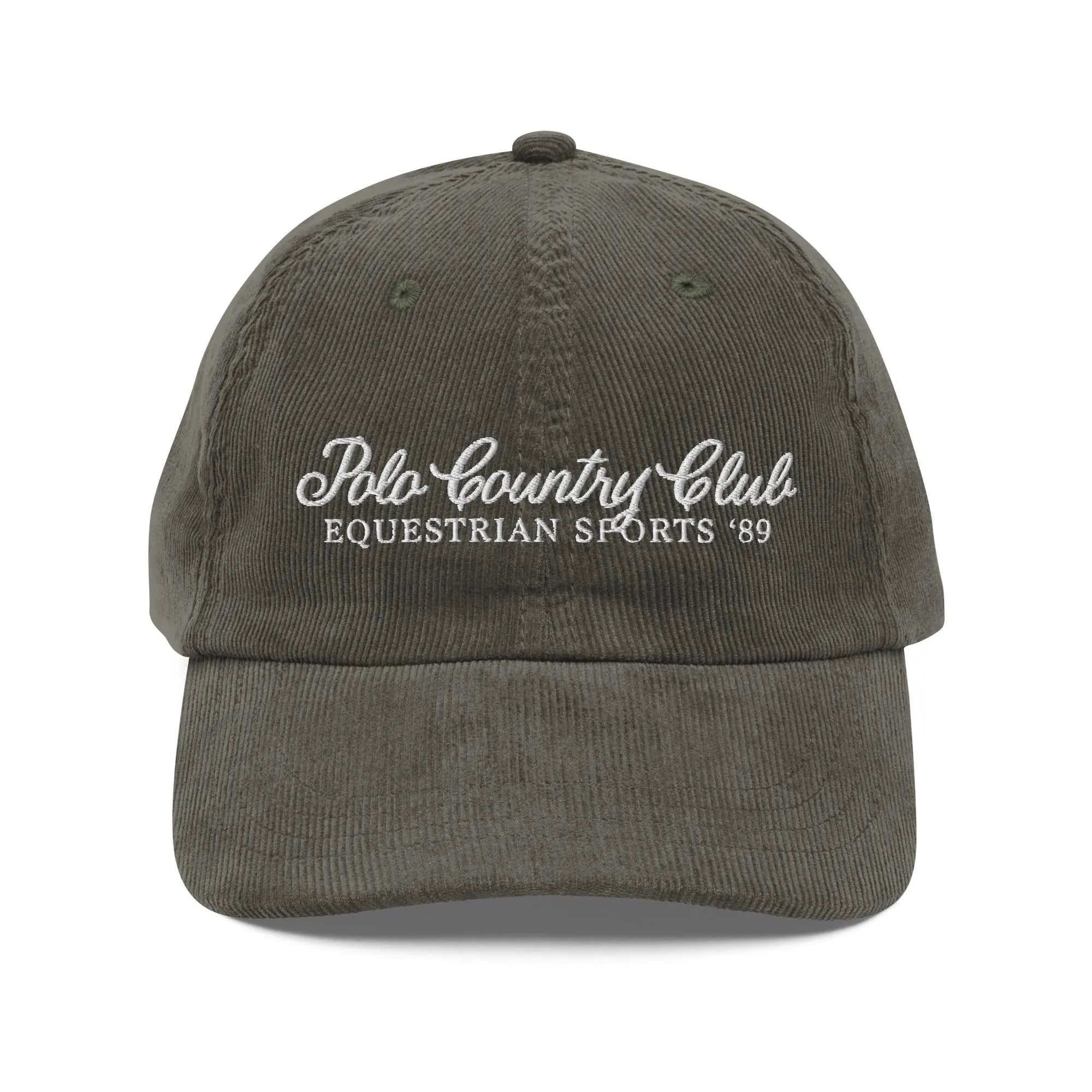 Polo Country Club Embroidered Vintage Corduroy Cap, Old Money Aesthetic, Polocore Girl Baseball Mom Soccer Rugby English Riding Equine Gift