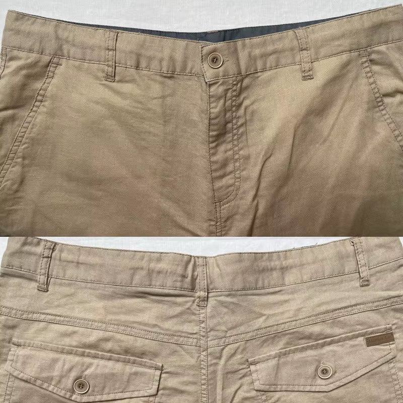 Designer New Linen Shorts Men Casual Beach Short Men Brand Wild Leisure Solid Cargo Shorts for Men Bermuda Masculina Bermudas