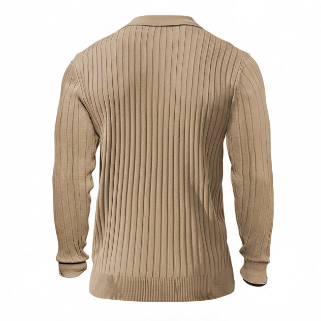Polo Shirts for Men Casual Long Sleeve Mens Shirts Zipper Ribbed Knit Shirt